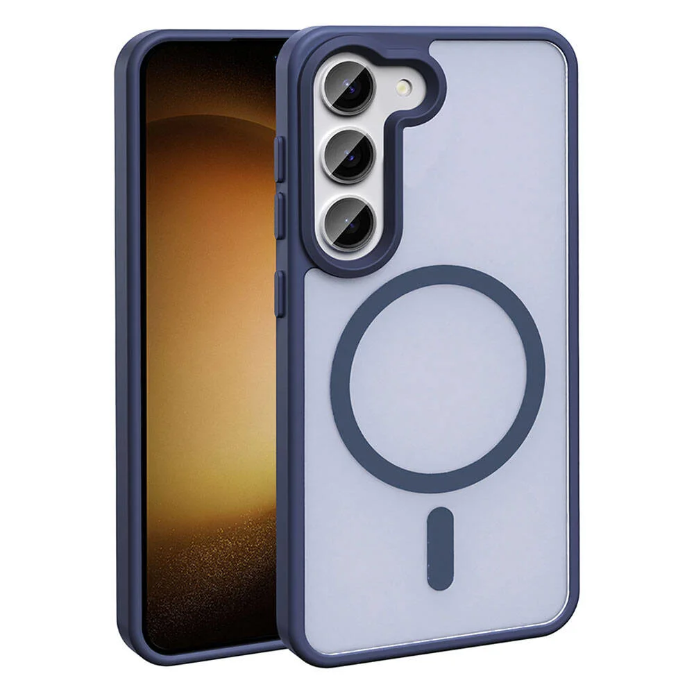 Galaxy S23 Kılıf Magsafe Şarj Özellikli Mat Arka Yüzey Zore Sio Kapak - Lacivert