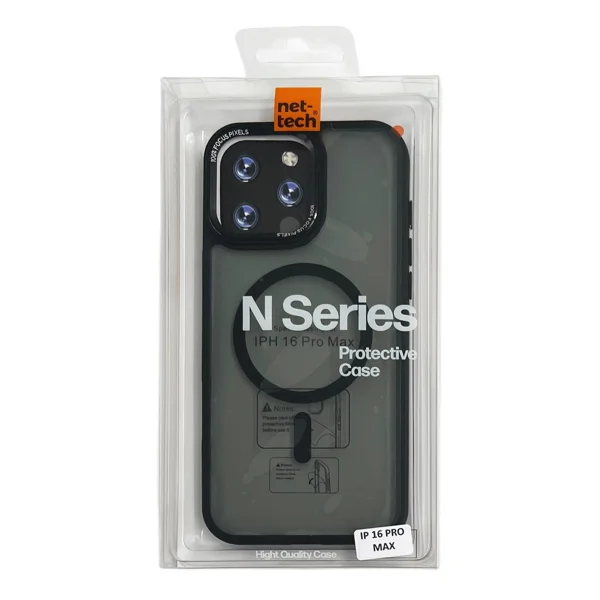 Nettech Apple iPhone 16 Pro Max Uyumlu Metal Kamera Çerçeveli Magsafe Seri Arka Koruma Kılıf (Siyah) NT-111546 - 3
