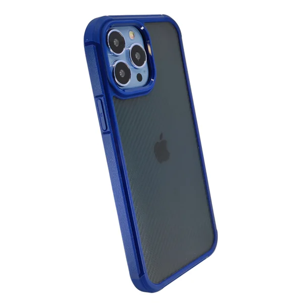 Nettech Apple iPhone 13 Pro Uyumlu Karbon inoks Seri Arka Koruma Kılıf (Mavi) NT-95793 - 2