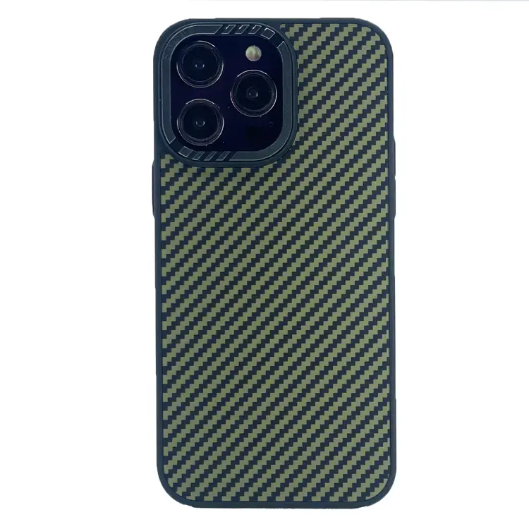 Nettech Apple iPhone 14 Pro Uyumlu Metal Kamera Çerçeveli Magsafe Karbon Fiber Arka Koruma Kılıf (Yeşil) NT-101993