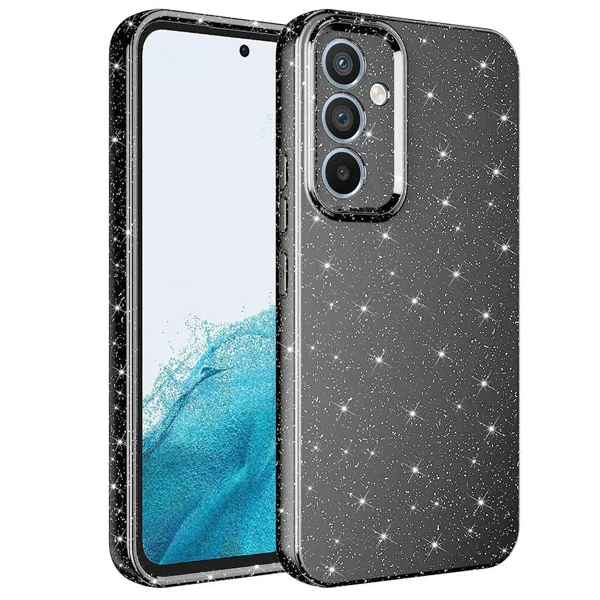 Galaxy A34 Kılıf Kamera Korumalı Simli Lüks Zore Koton Kapak - Gri - 1