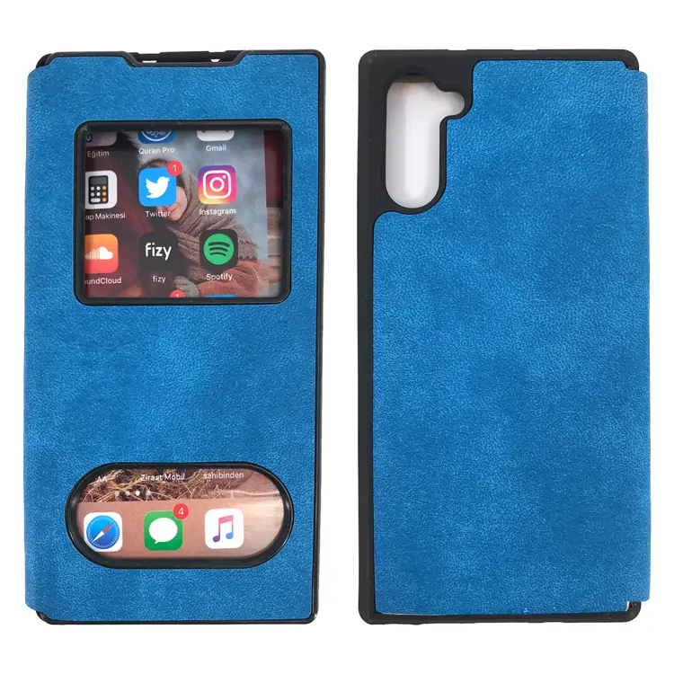 Nettech Samsung Galaxy Note 10 Uyumlu Pencereli Kapaklı Kılıf (Mavi) NT-84505