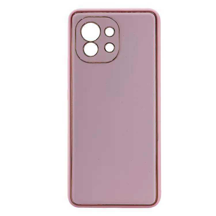 Nettech Xiaomi Mi 11 Uyumlu Coco Leather Seri Arka Koruma Kılıf (Pembe) NT-99672