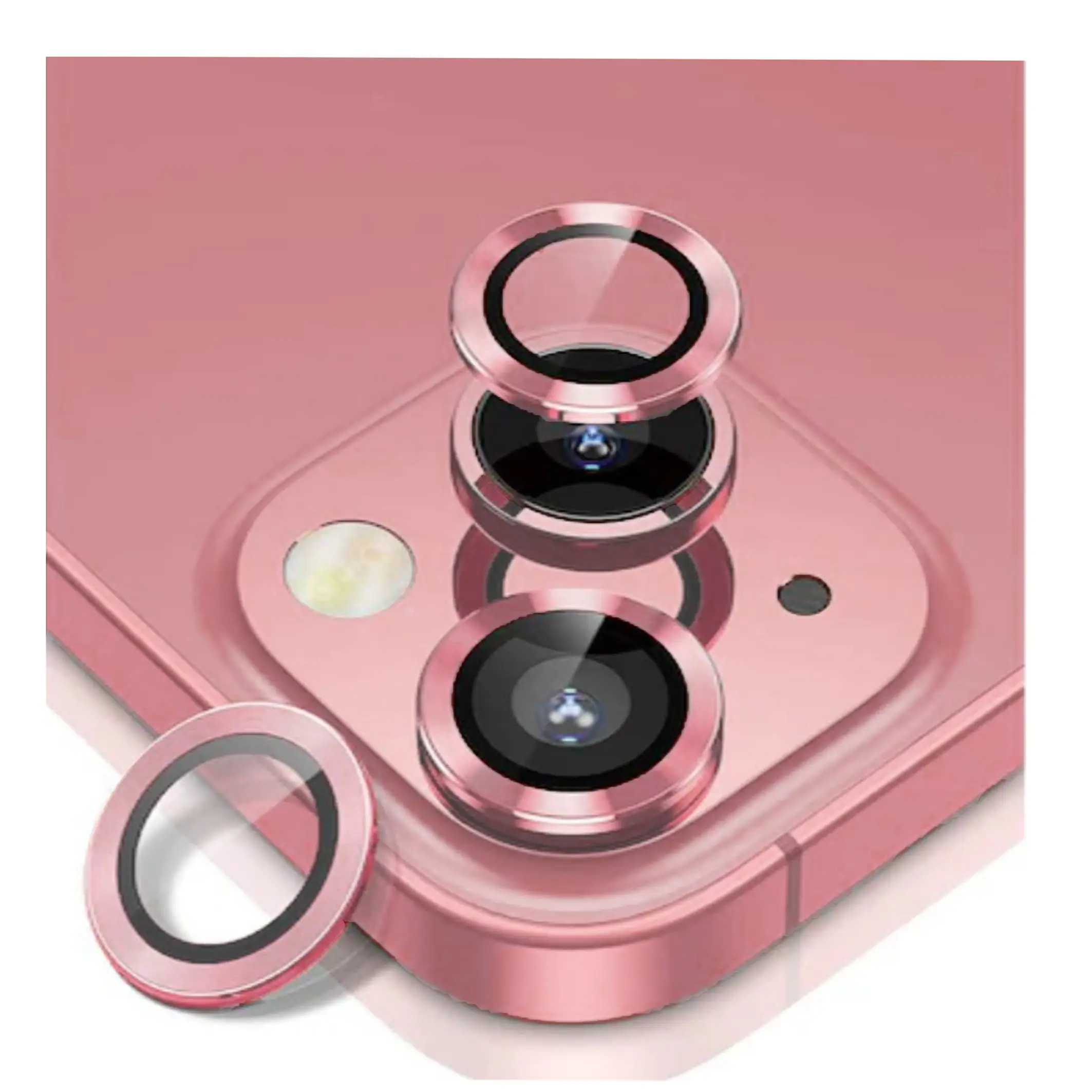Nettech Apple iPhone 15 Uyumlu Alüminyum Seri Kamera Cam Koruyucu (Pembe) NT-103746