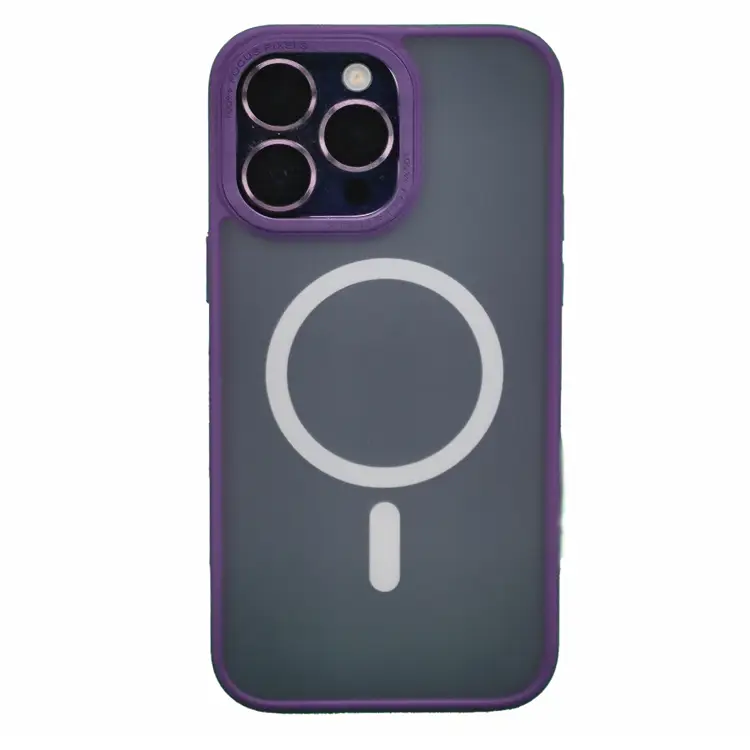 Nettech Apple iPhone 13 Pro Uyumlu Metal Kamera Çerçeveli Magsafe Seri Arka Koruma Kılıf (Mor) NT-98037
