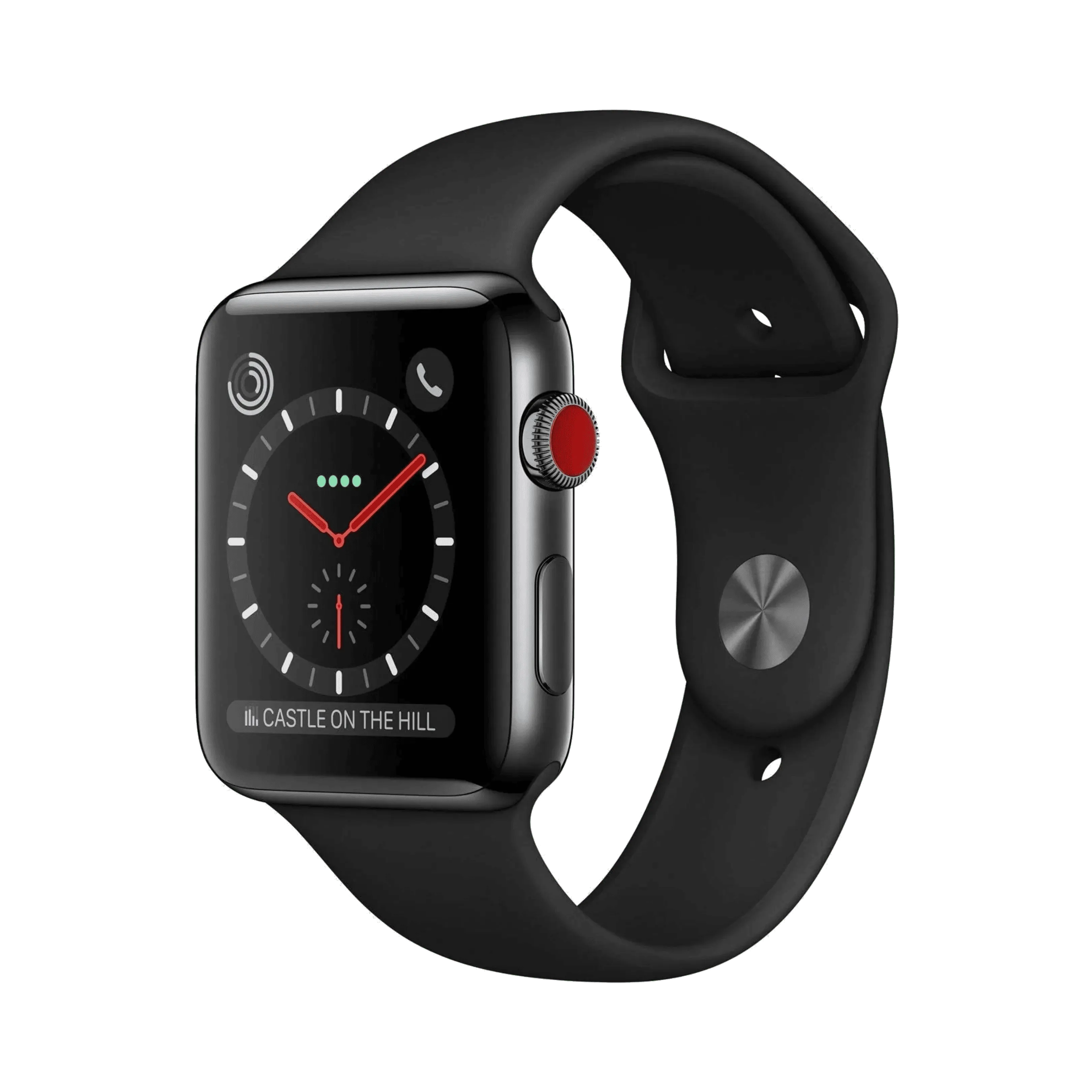 Apple Watch Series 3 - Paslanmaz Çelik - 42mm - Cellular - Gece yarısı