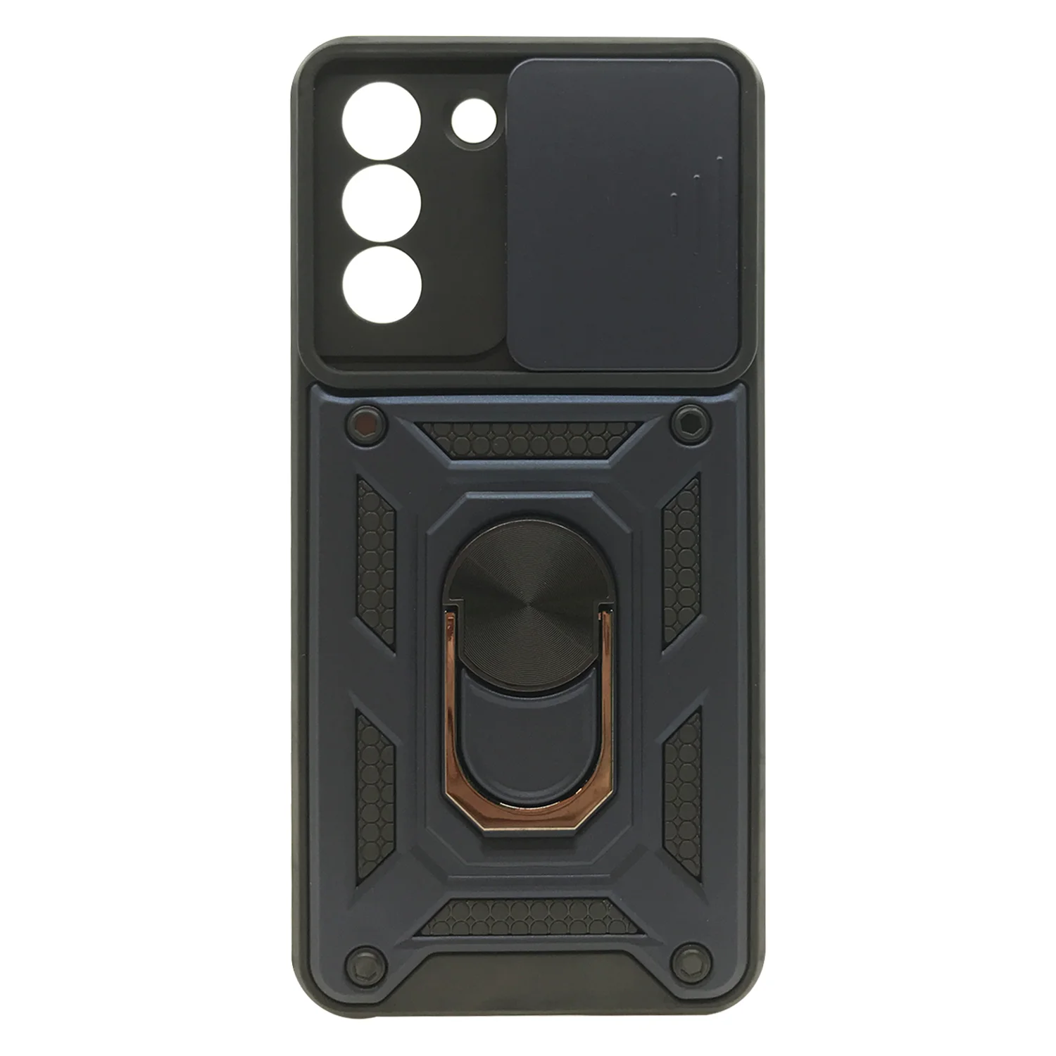 Nettech Samsung Galaxy S21 Plus Uyumlu Kızaklı Panzer Seri Arka Koruma Kılıf (Lacivert) NT-86217