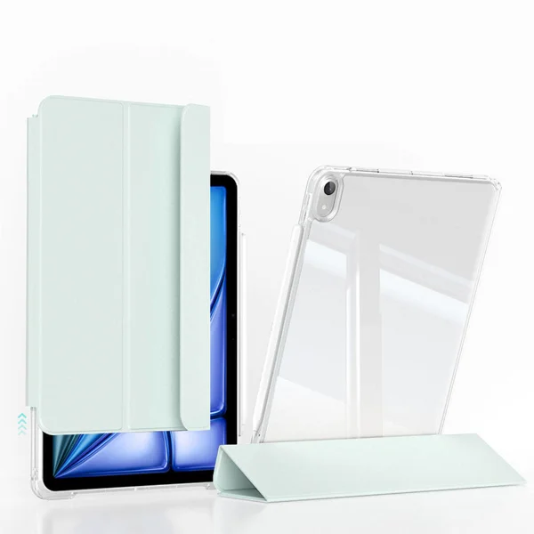 Apple iPad Air 13 2024 Kılıf Magnetik Ayrılabilen Airbagli Zore Sliding Tablet Kılıfı - Açık Yeşil - 1