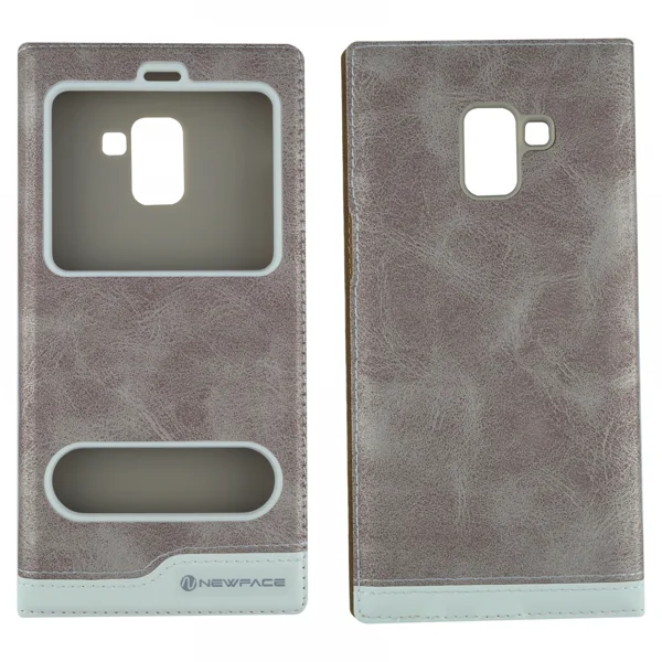 Nettech Samsung Galaxy A730 A8 Plus 2018 Uyumlu Kapaklı Kılıf Kapaklı Kılıf (Gold) VR-793 - 1