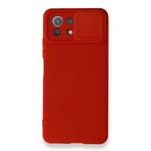 Nettech Xiaomi Mi 11 Lite Uyumlu Kızaklı Kamera Korumalı Arka Koruma Kılıf (Kırmızı) NT-87188