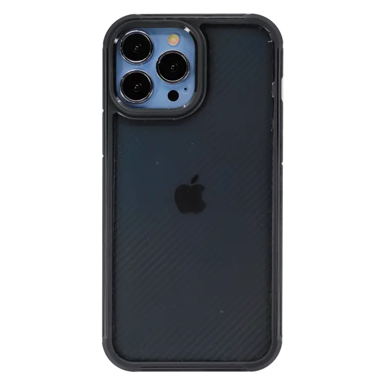Nettech Apple iPhone 13 Pro Uyumlu Karbon inoks Seri Arka Koruma Kılıf (Siyah) NT-95791