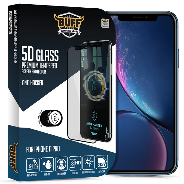 Buff İPhone 11 Pro 5D Glass Anti Hacker Ekran Koruyucu