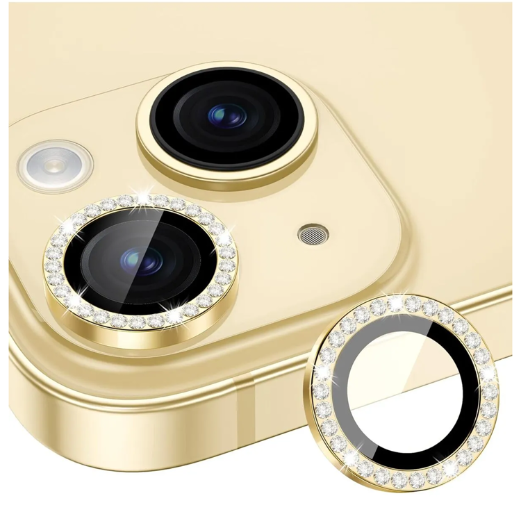 Nettech Apple iPhone 15 Plus Uyumlu Diamond Taşlı Model Kamera Cam Koruyucu (Gold) NT-110774