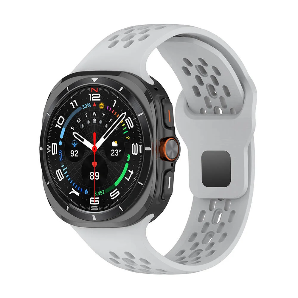 Galaxy Watch Ultra 47mm Zore KRD-119 Delikli Tasarım Silikon Kordon - Gri