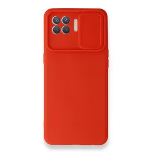 Nettech Oppo Reno 4 Lite Uyumlu Kızaklı Kamera Korumalı Arka Koruma Kılıf (Kırmızı) NT-87167