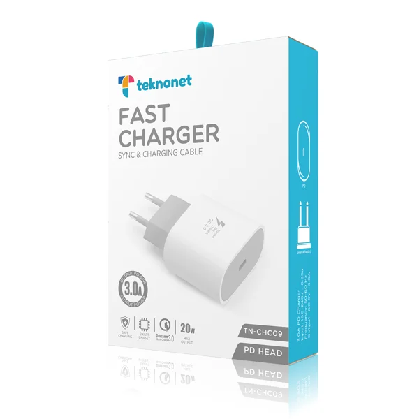 Teknonet TN-HCH09 20W PD 3000 mAh Şarj Aleti (Beyaz) NT-92564