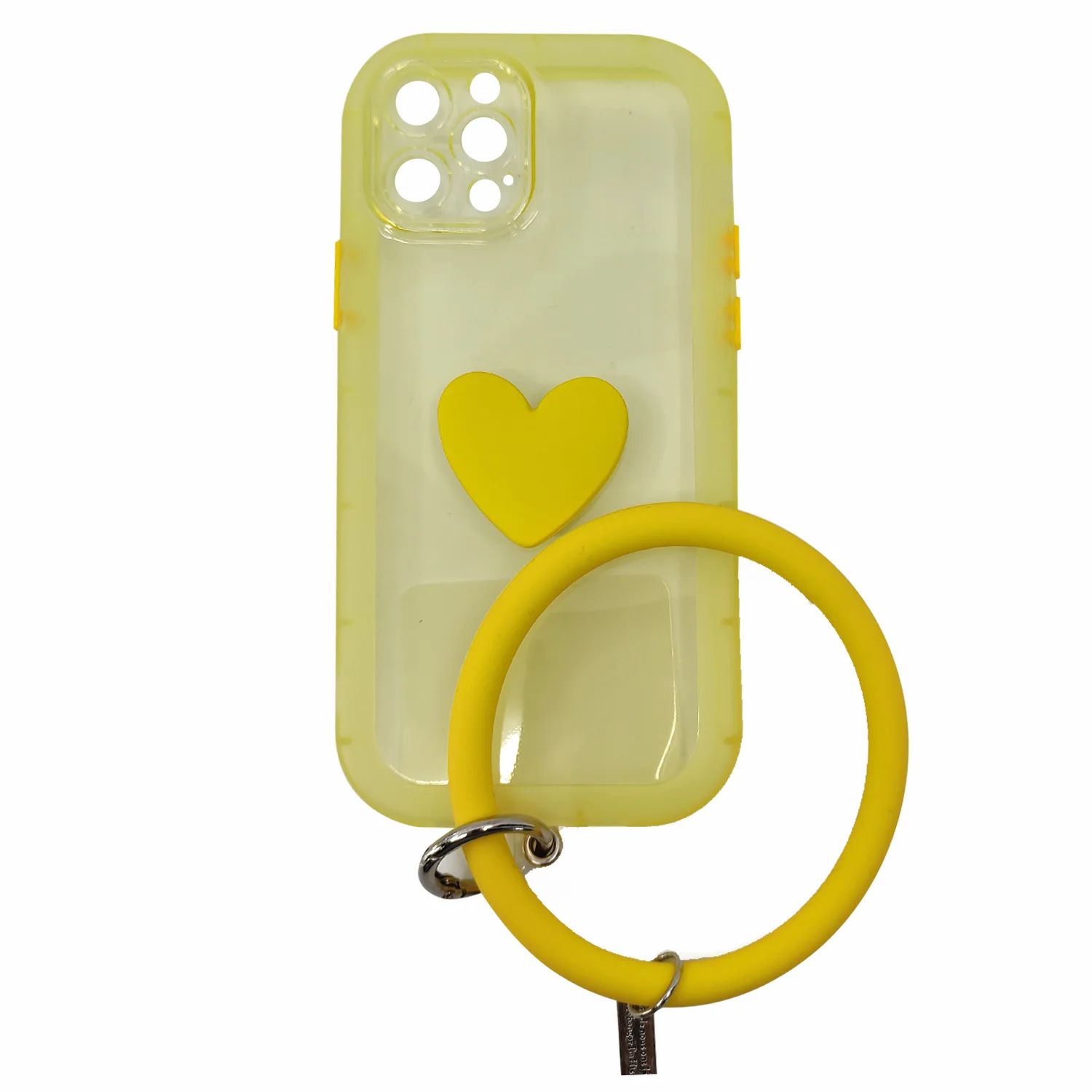 Nettech Apple iPhone 12 Pro Uyumlu Halka Bilekli Şeffaf Seri Arka Koruma Kılıf (Sarı) NT-97208