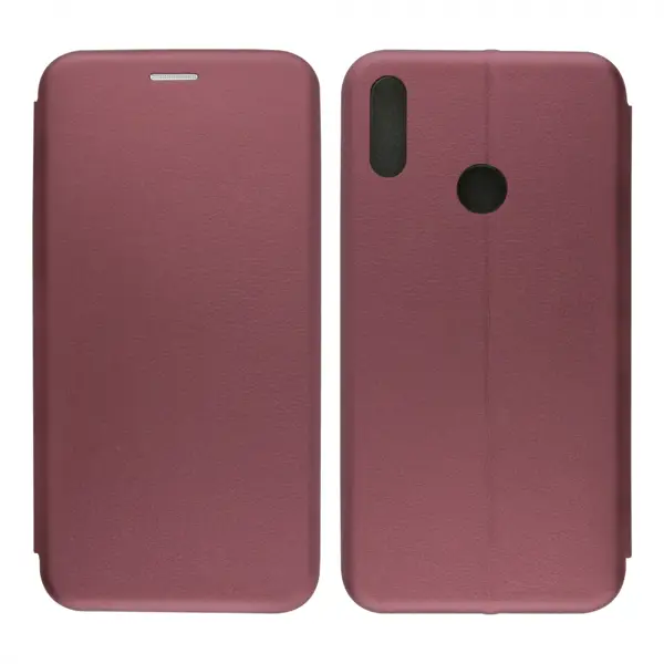 Nettech Huawei Y7 2019 Uyumlu Lüx Seri Kapaklı Kılıf (Mürdüm) VR-18255