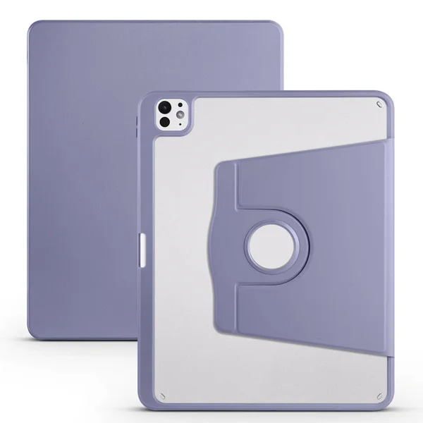 Apple iPad Pro 13 2024 Kılıf Zore Termik Kalem Bölmeli Dönebilen Standlı Kılıf - Lavendery Gray - 1