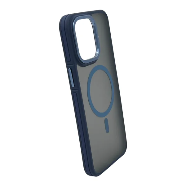 Nettech Apple iPhone 15 Pro Uyumlu Metal Çerçeveli Skın Frıendly Magsafe Seri Arka Koruma Kılıf (Lacivert) NT-104033 - 2