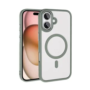 Apple iPhone 16 Plus Kılıf Wireless Şarj Özellikli Zore Krom Magsafe Silikon Kapak - Titanyum-Gri