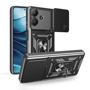 Realme Note 60 Kılıf Magnetik Standlı Kamera Korumalı Zore Sürgülü Vega Kapak - Siyah