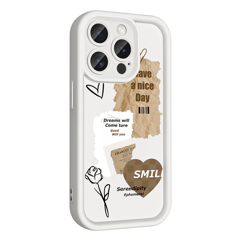 Apple iPhone 14 Pro Kılıf Kamera Korumalı Baskılı Arka Yüzey Zore Klas Kapak - Beyaz