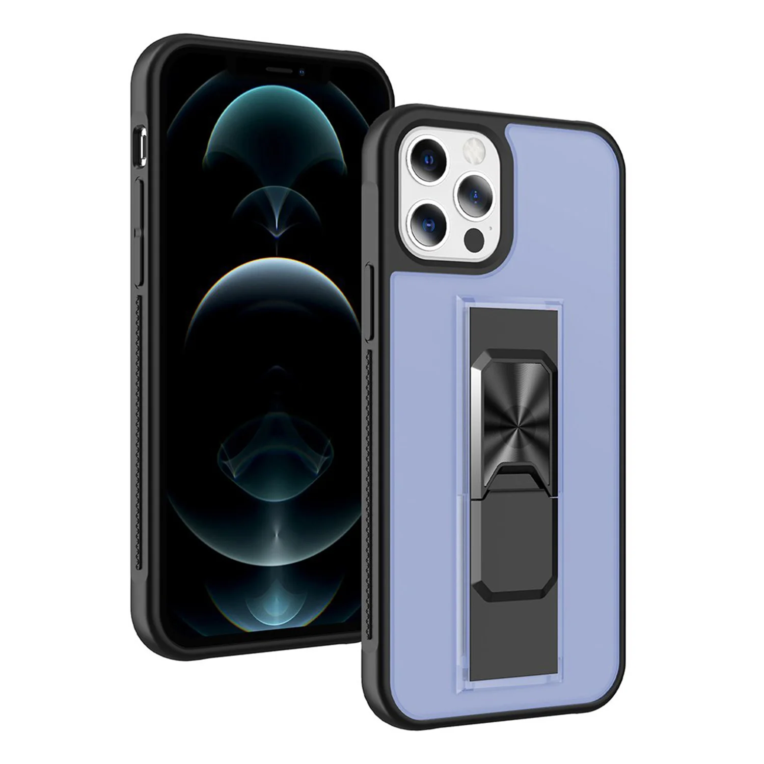 Nettech Apple iPhone 12 Pro Max Uyumlu MicroCase Mıknatıs Yüzüklü Arka Koruma Kılıf (Lila) NT-86930