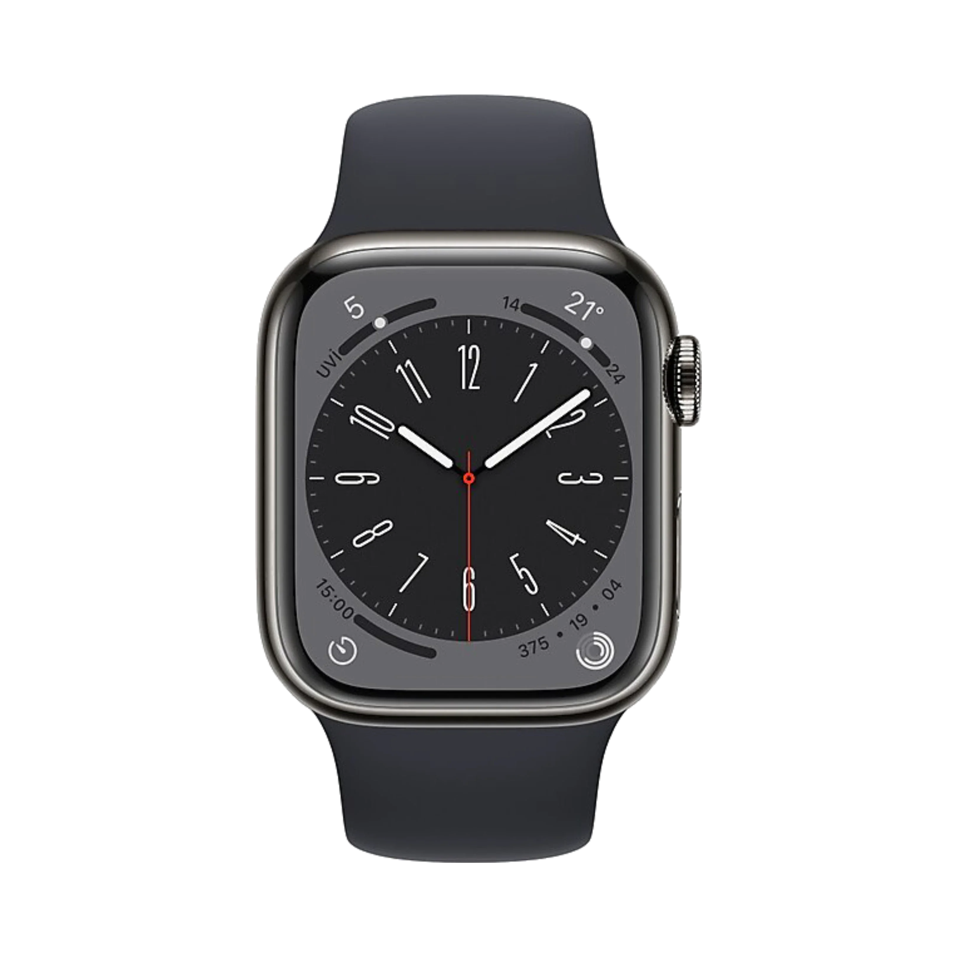 Apple Watch Series 8 - Paslanmaz Çelik - 41mm - Cellular - Gece yarısı
