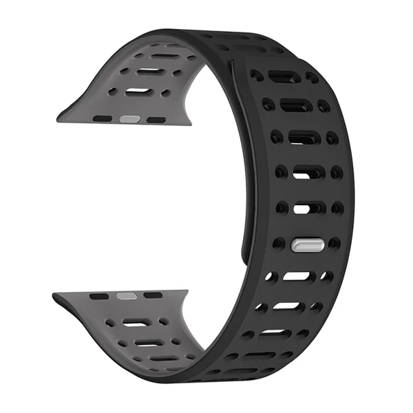 Apple Watch 42mm Zore KRD-124 Silikon Kordon Strap Kayış - Siyah-Gri - 2
