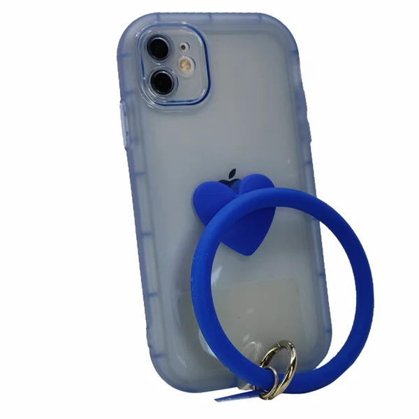 Nettech Apple iPhone 11 Uyumlu Halka Bilekli Şeffaf Seri Arka Koruma Kılıf (Mavi) NT-97194 - 2