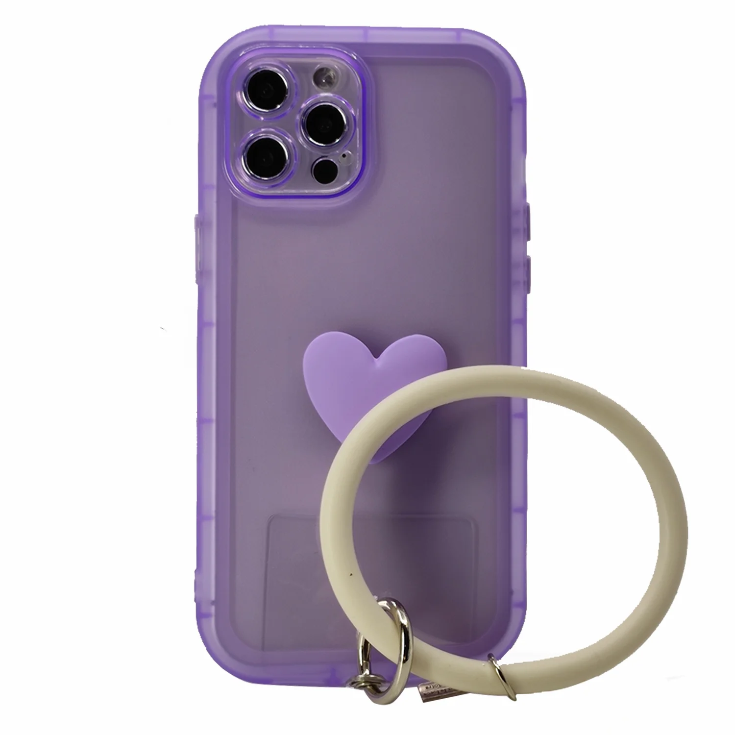 Nettech Apple iPhone 12 Pro Max Uyumlu Halka Bilekli Şeffaf Seri Arka Koruma Kılıf (Mor) NT-97215