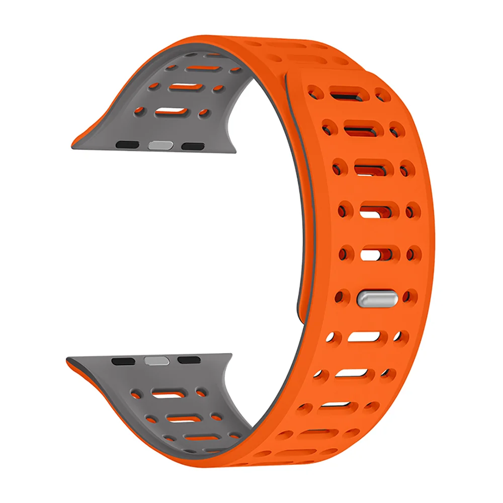 Apple Watch 38mm Zore KRD-124 Silikon Kordon Strap Kayış - Turuncu-Gri