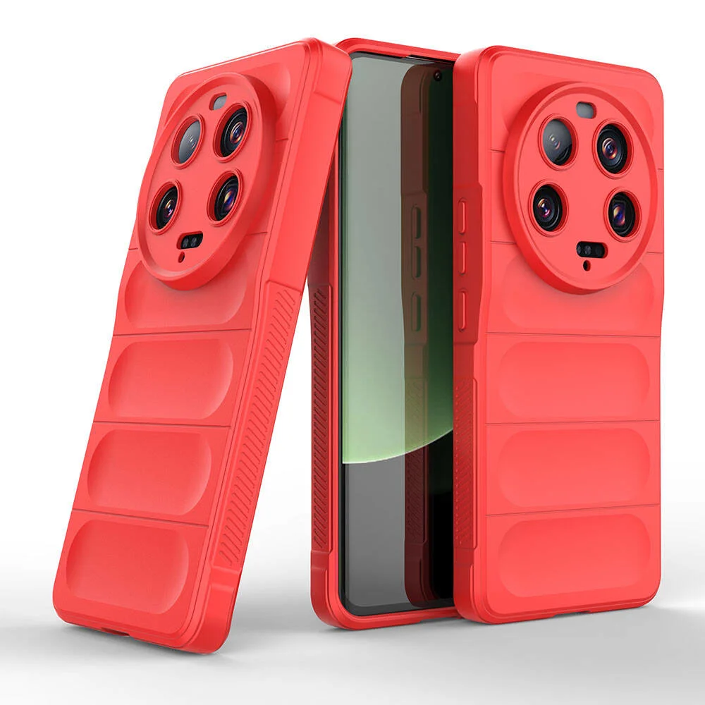 Xiaomi Mi 13 Ultra Kılıf Esnek TPU Oyuklu Arka Yüzey Tasarımlı Zore Etnik Silikon Kapak - Kırmızı