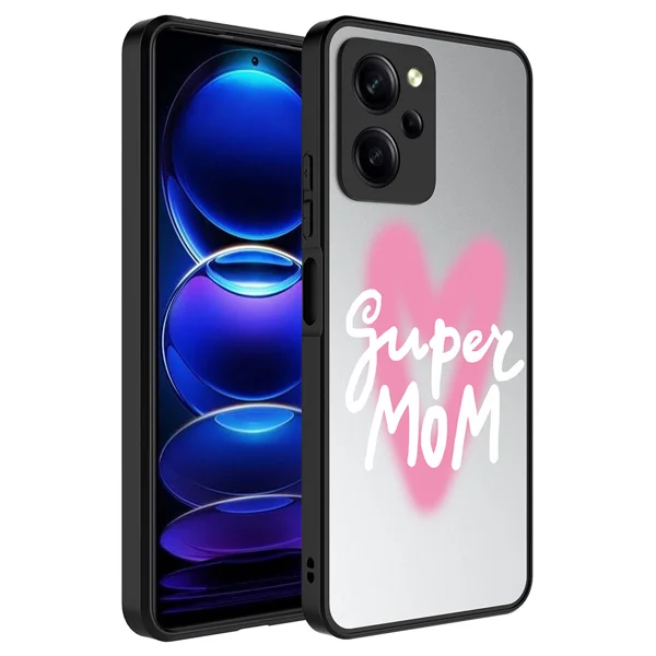 Xiaomi Poco X5 Pro Kılıf Aynalı Desenli Kamera Korumalı Parlak Zore Mirror Kapak - Süper Anne - 1