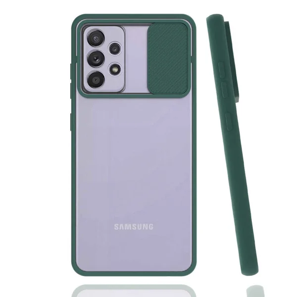Galaxy A72 Kılıf Zore Lensi Kapak - Koyu Yeşil - 1