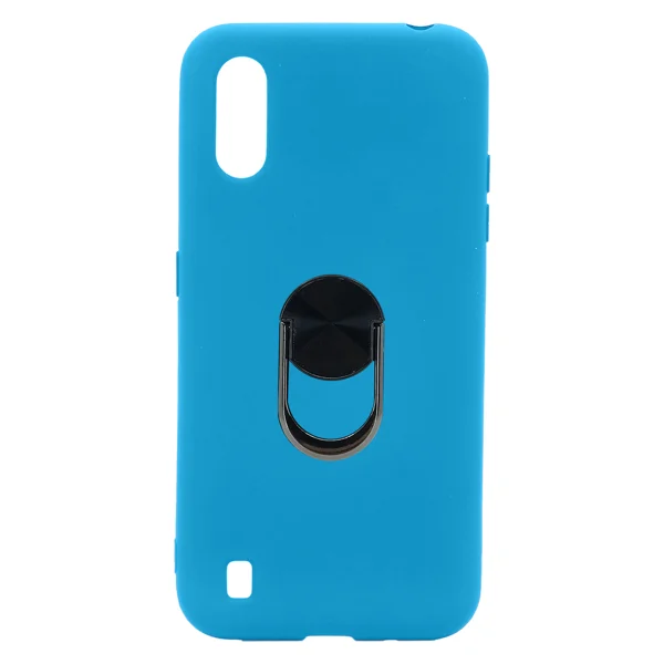 Nettech Samsung Galaxy A01 Uyumlu Leather Ring Nano Arka Koruma Kılıf (Mavi) NT-83028 - 1