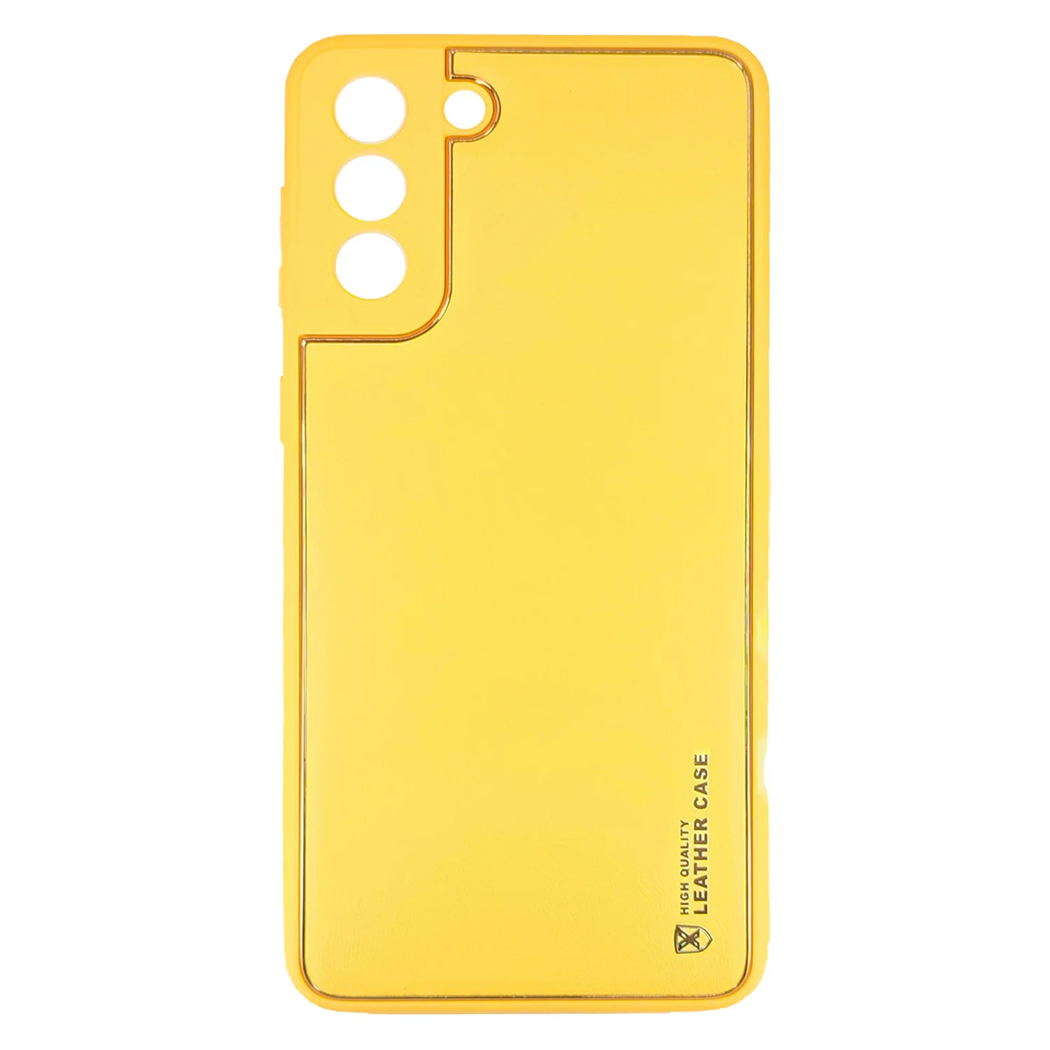 Nettech Samsung Galaxy S21 Plus Uyumlu Coco Leather Seri Arka Koruma Kılıf (Sarı) NT-87831
