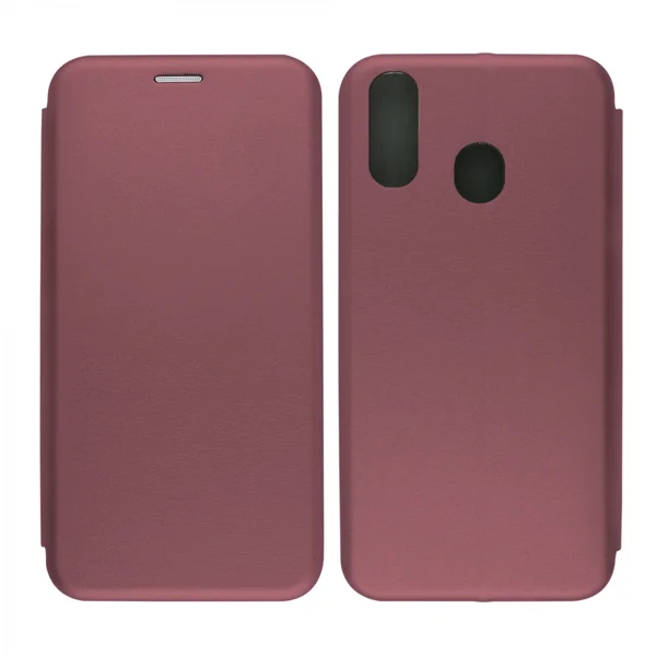 Nettech Samsung Galaxy A20 Uyumlu Lüx Seri Kapaklı Kılıf (Mürdüm) VR-18166