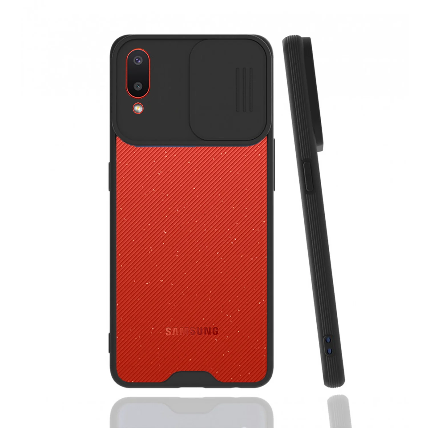 Nettech Samsung Galaxy A02 Uyumlu Platin Kamera Kızaklı Arka Koruma Kılıf (Siyah) NT-86729