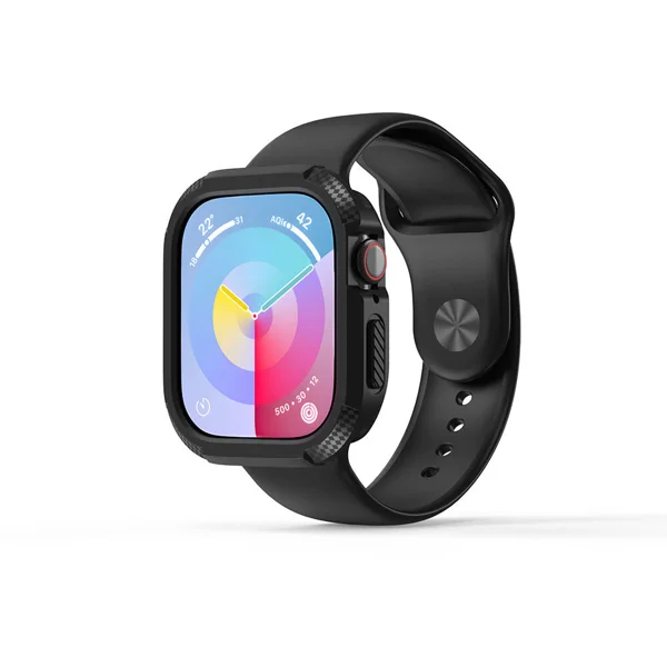 Apple Watch 10 42mm Silikon TPU Kasa Koruyucu Zore Watch Gard 17 - Siyah - 1