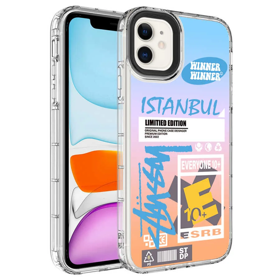 Apple iPhone 11 Kılıf Kamera Korumalı Renkli Desenli Sert Silikon Zore Korn Kapak - NO1