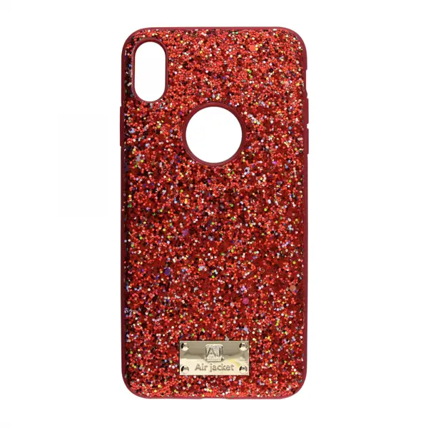 Air Jacket Apple iPhone XS Max Uyumlu Simli Arka Koruma Kılıf (Kırmızı) VR-17821