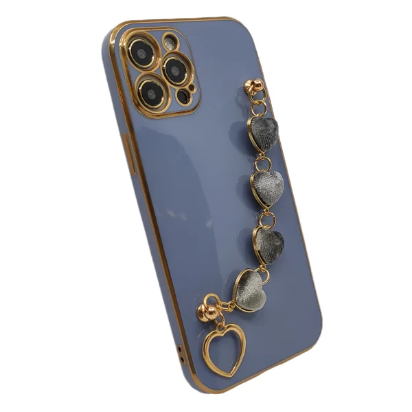 Nettech Apple iPhone 13 Pro Max Uyumlu Lüx Kalp Zincir Arka Koruma Kılıf (Lila) NT-94822 - 2