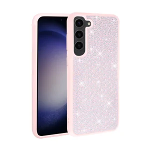 Galaxy S23 Plus Kılıf Parlak Taşlı Tasarım Zore Ston Kapak - Pembe