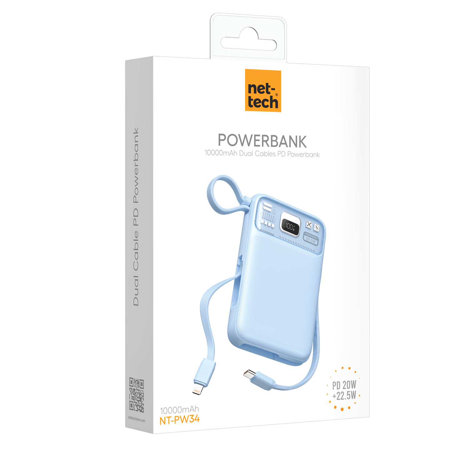 Nettech NT-PW34 20W + 15W PD 15W 10000 MAh Taşınabilir Powerbank (Beyaz) NT-104927