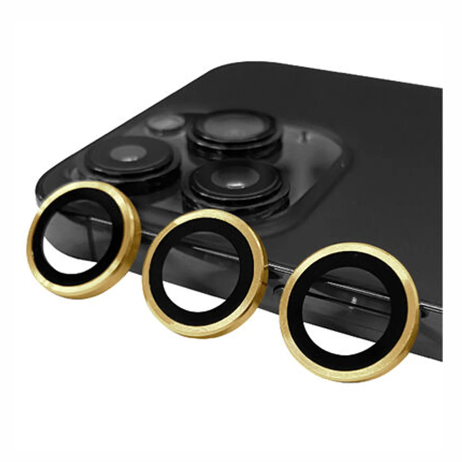 Nettech Apple iPhone 14 Pro Max Uyumlu Damla Model 3in Kamera Cam Koruyucu (Gold) NT-97438