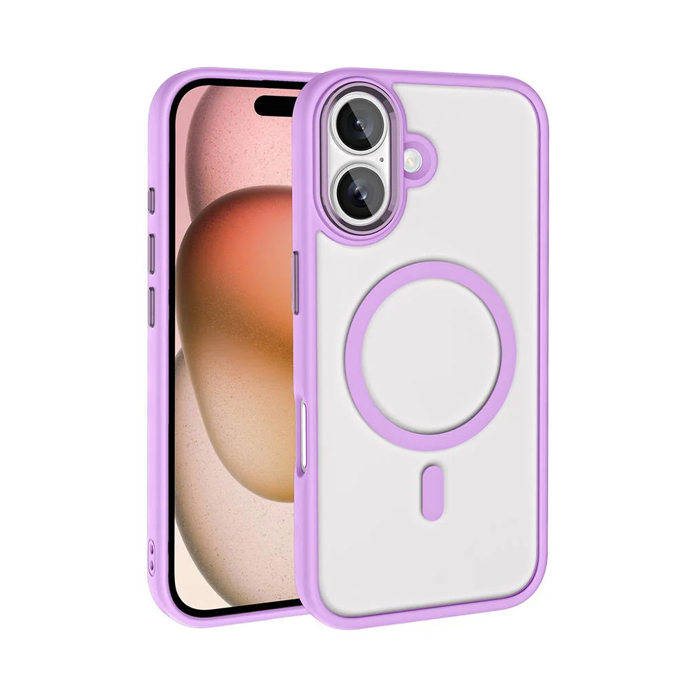 Apple iPhone 16 Plus Kılıf Wireless Şarj Özellikli Zore Krom Magsafe Silikon Kapak - Pembe