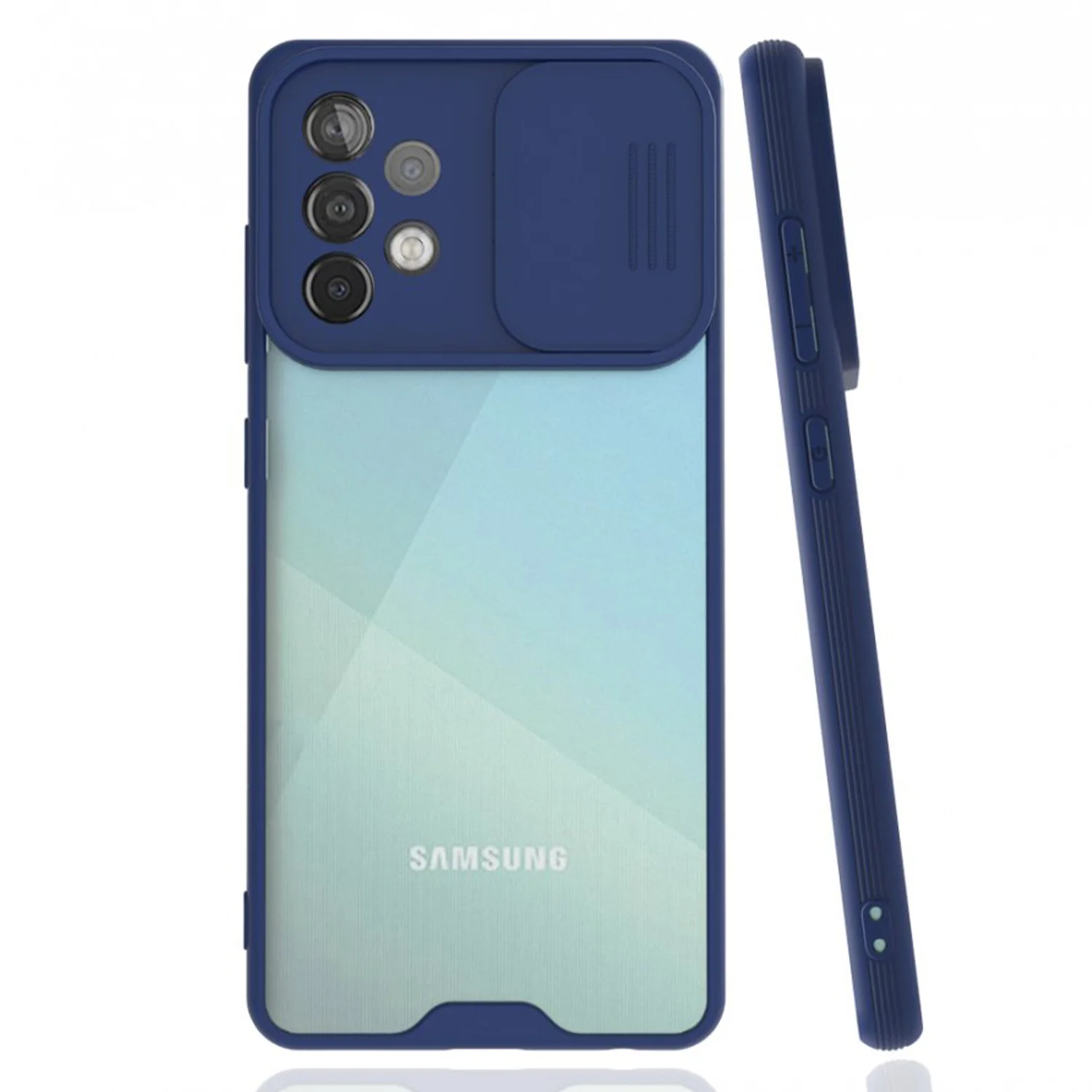Nettech Samsung Galaxy A72 Uyumlu Platin Kamera Kızaklı Arka Koruma Kılıf (Lacivert) NT-86725