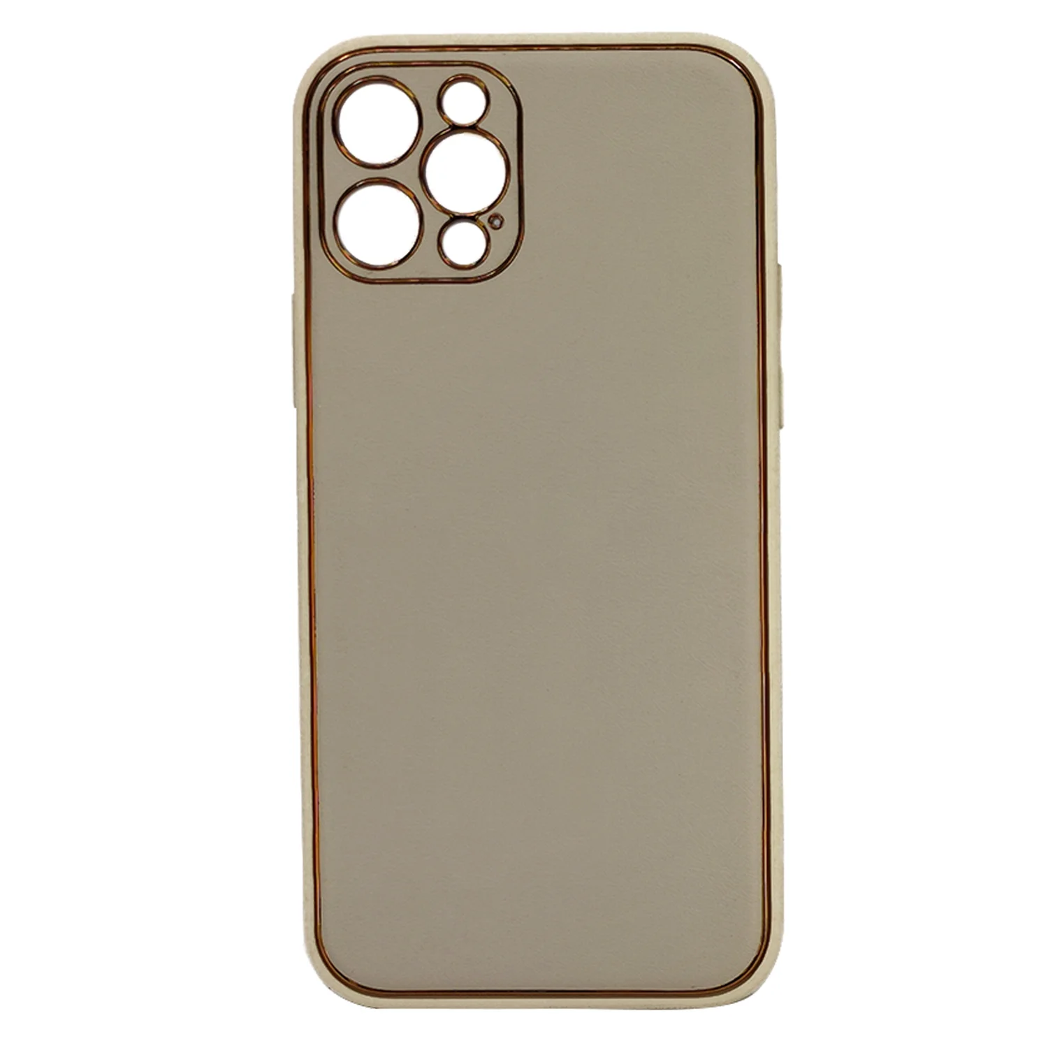Nettech Apple iPhone 12 Pro Uyumlu Coco Leather Seri Arka Koruma Kılıf (Gold) NT-93572